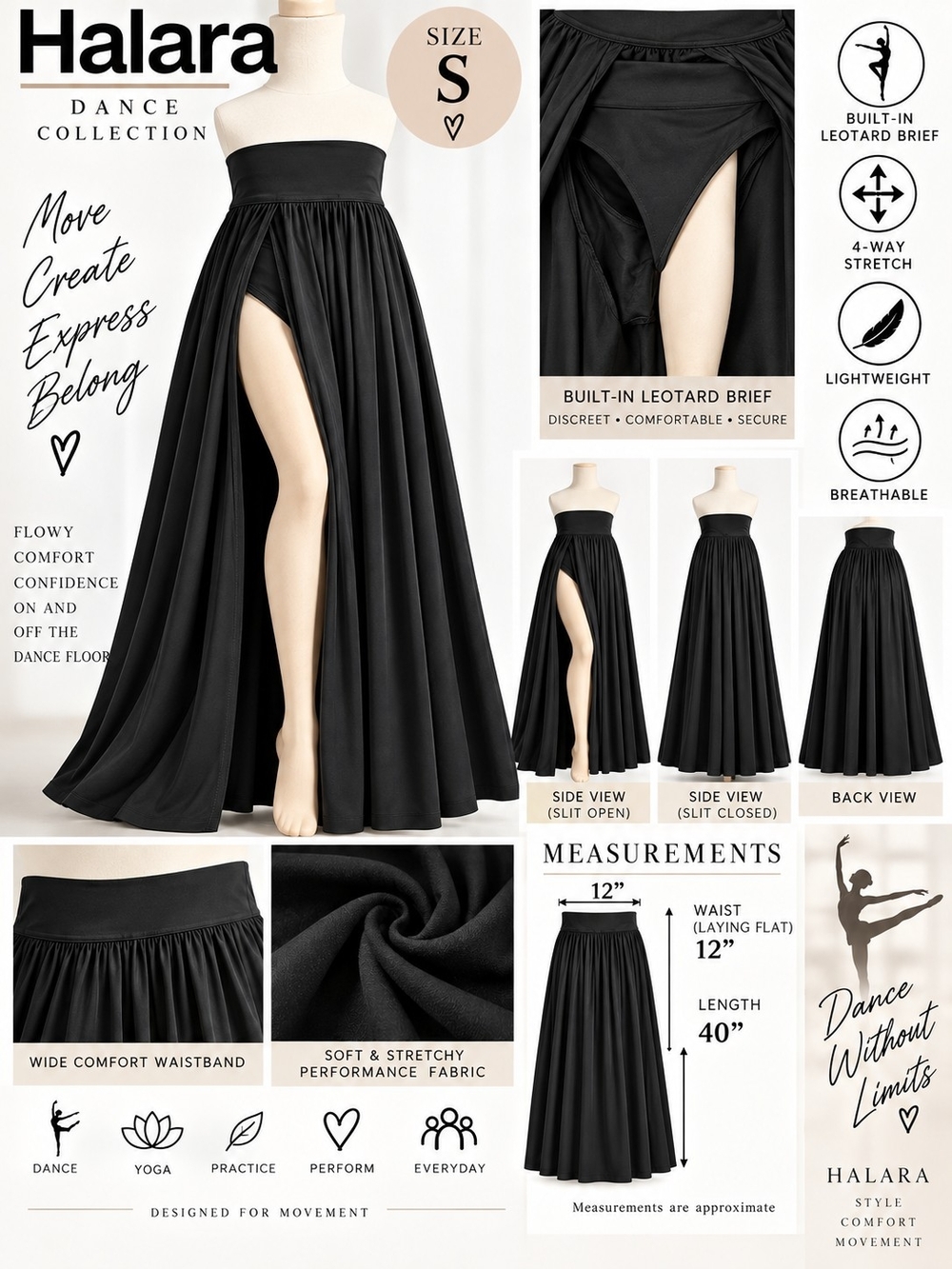 Halara Women's Black Maxi Skirt with High Slit